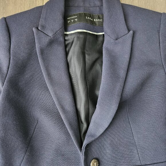 Zara Women's Blue blazer jacket with pop of red size small - Picture 5 of 8